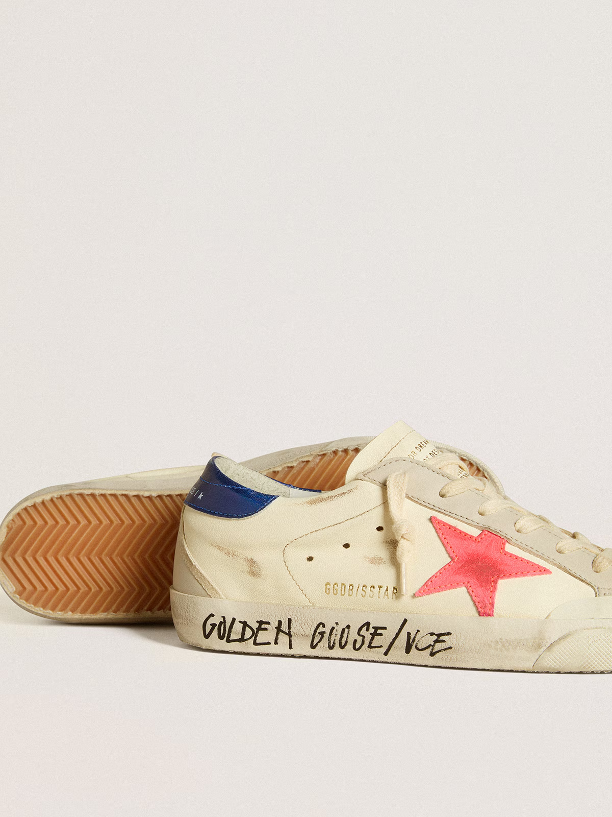 Super-Star Donna in nappa con stella in suede e talloncino in pelle laminata
