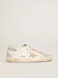 Super-Star sneakers with silver glitter tongue and heel tab with checkered pattern