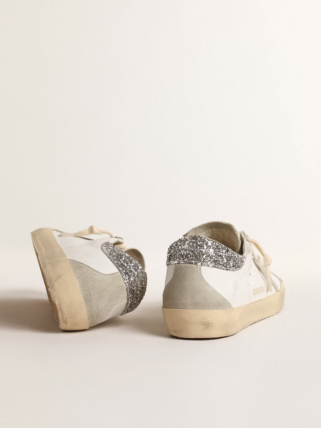 Super-Star Donna con stella grigia e talloncino in glitter argento