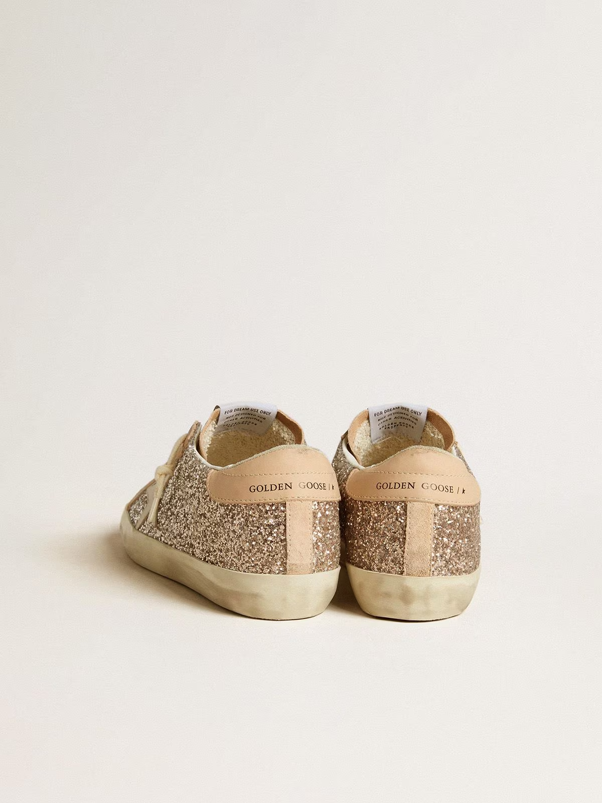Super-Star Donna in glitter argento con stella e talloncino in pelle