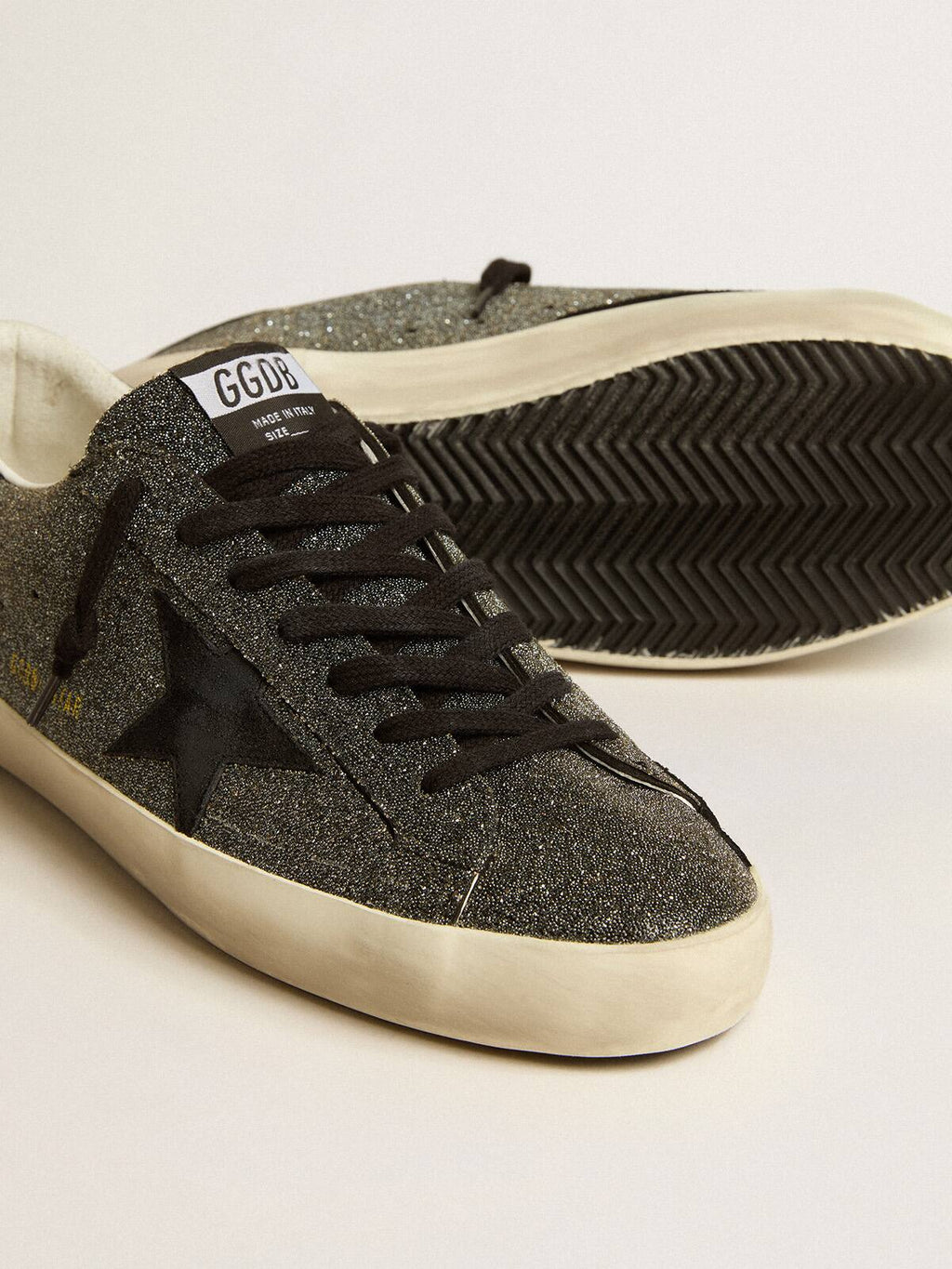 Men's Super-Star in black Swarovski crystals with black suede star
