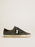 Men's Super-Star in black Swarovski crystals with black suede star
