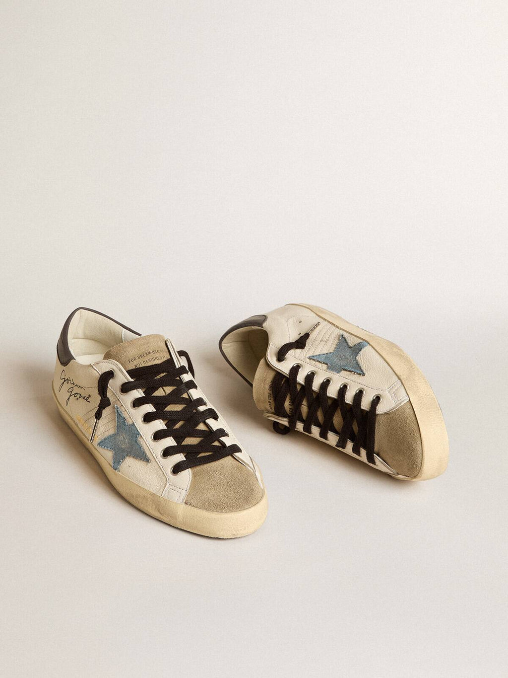 Super-Star LTD de hombre en napa con estrella de denim y lengüeta del talón de piel gris