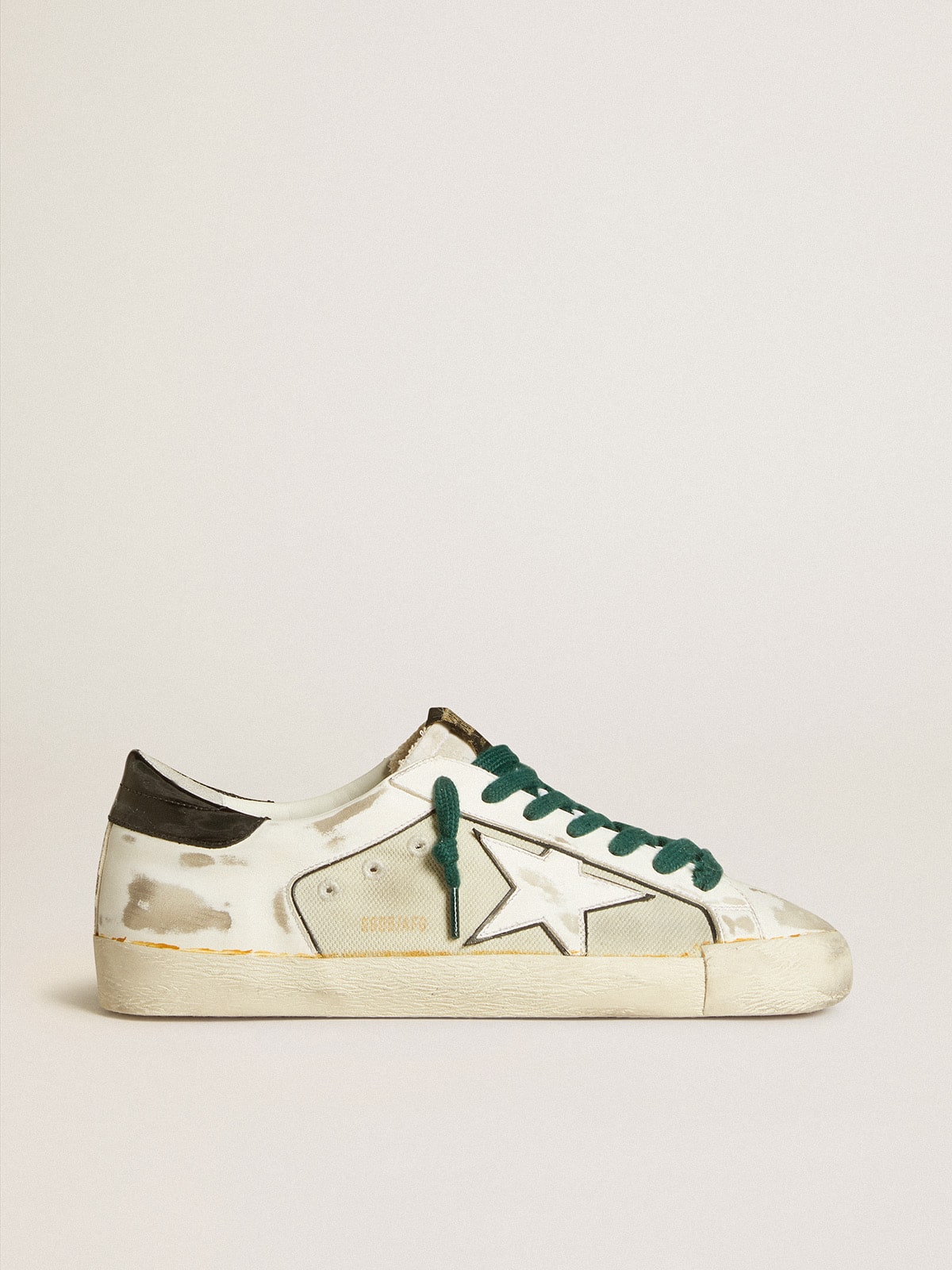 Men's Super-Star LAB in white leather with white star and black heel tab