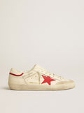 Super-Star LTD de hombre en napa con estrella de cuero rojo y puntera de ante color perla