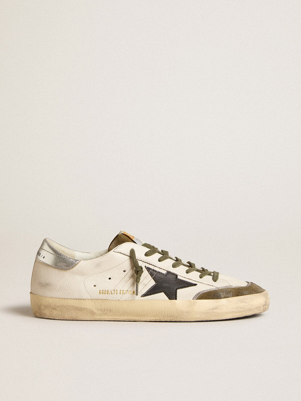 Super-Star LTD de hombre en piel de napa con estrella de piel negra y lengüeta del talón plateada