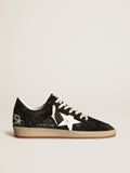 Ball Star de hombre en ante negro con estrella de piel blanca