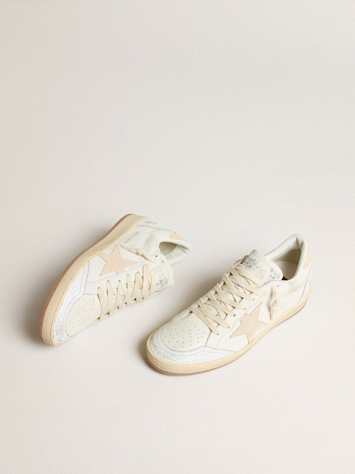 Men's Ball Star LTD CNY in white leather with ivory star