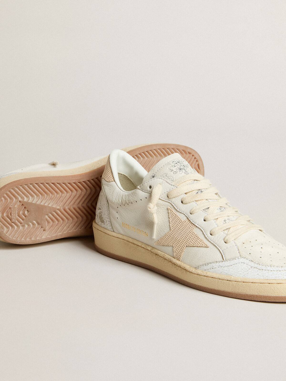 Men's Ball Star LTD CNY in white leather with ivory star