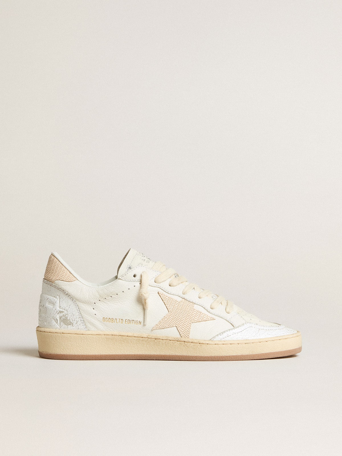 Men's Ball Star LTD CNY in white leather with ivory star