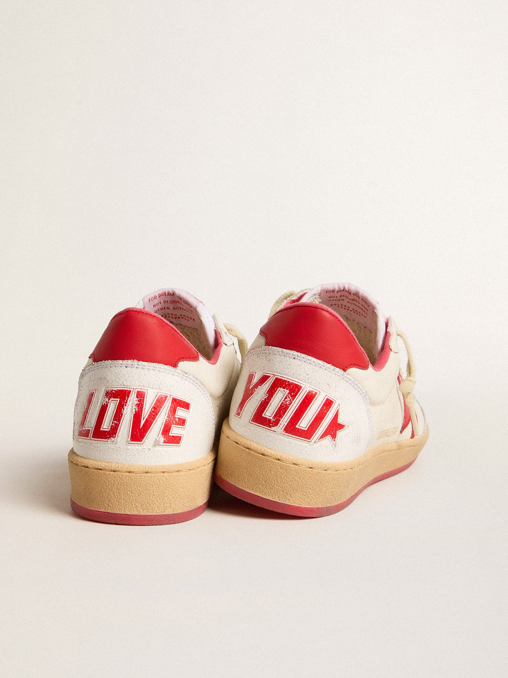 Sneakers Ball Star da uomo in pelle bianca con stella e talloncino rossi