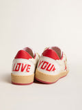 Sneakers Ball Star da uomo in pelle bianca con stella e talloncino rossi