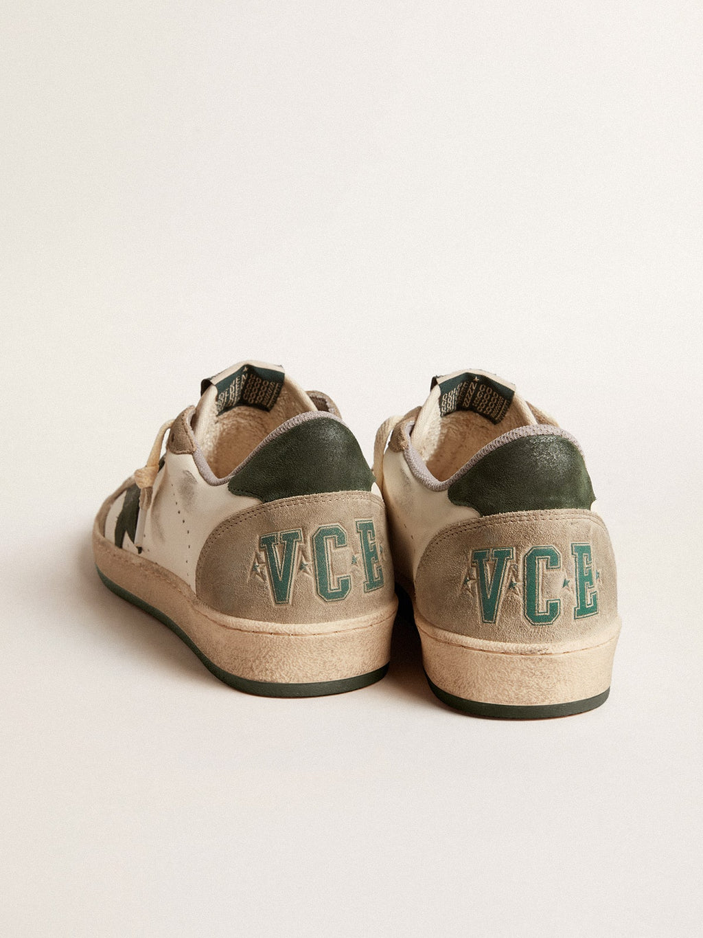 Ball Star LTD da uomo in nappa con stella verde e inserti in suede tortora