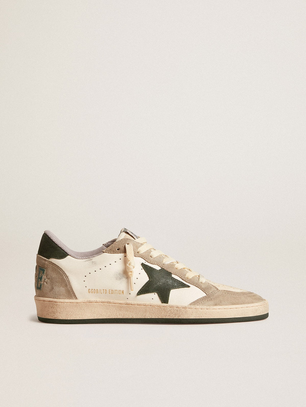 Ball Star LTD da uomo in nappa con stella verde e inserti in suede tortora