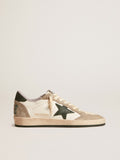 Ball Star LTD da uomo in nappa con stella verde e inserti in suede tortora