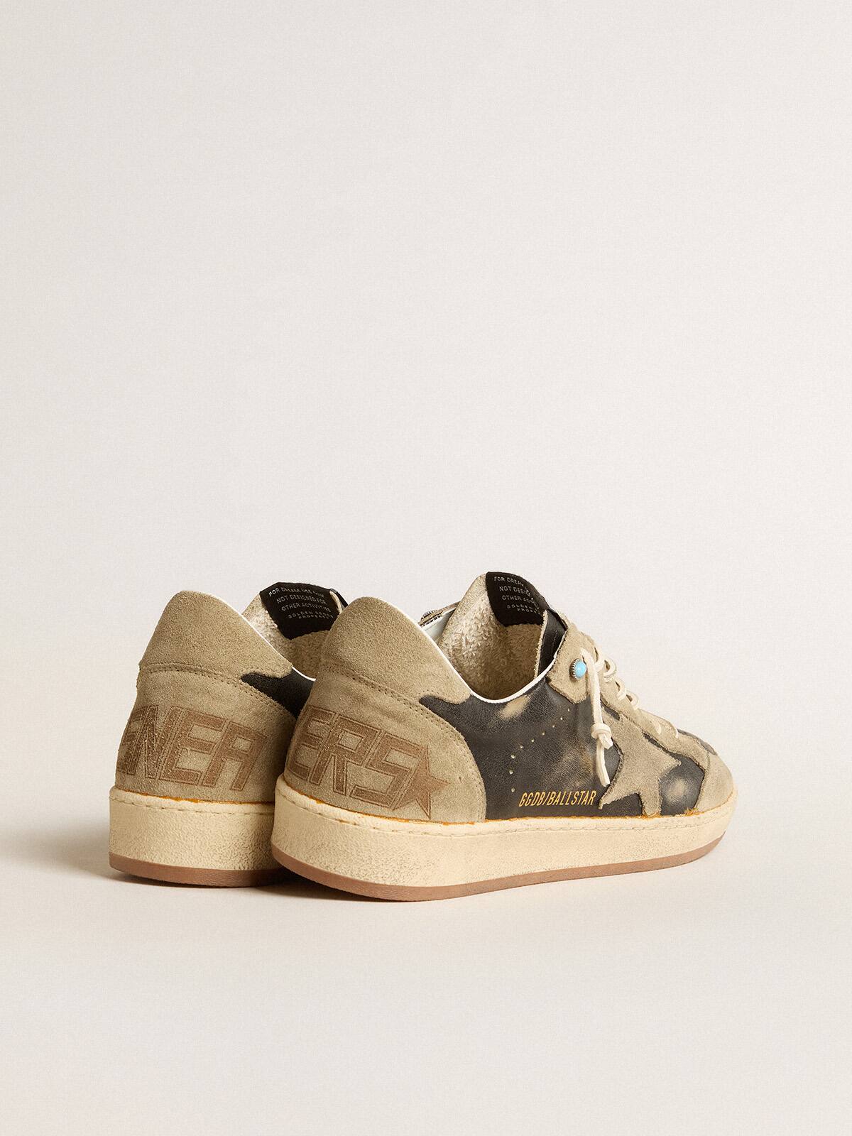 Brown Ball Star with dove-gray suede star and heel tab