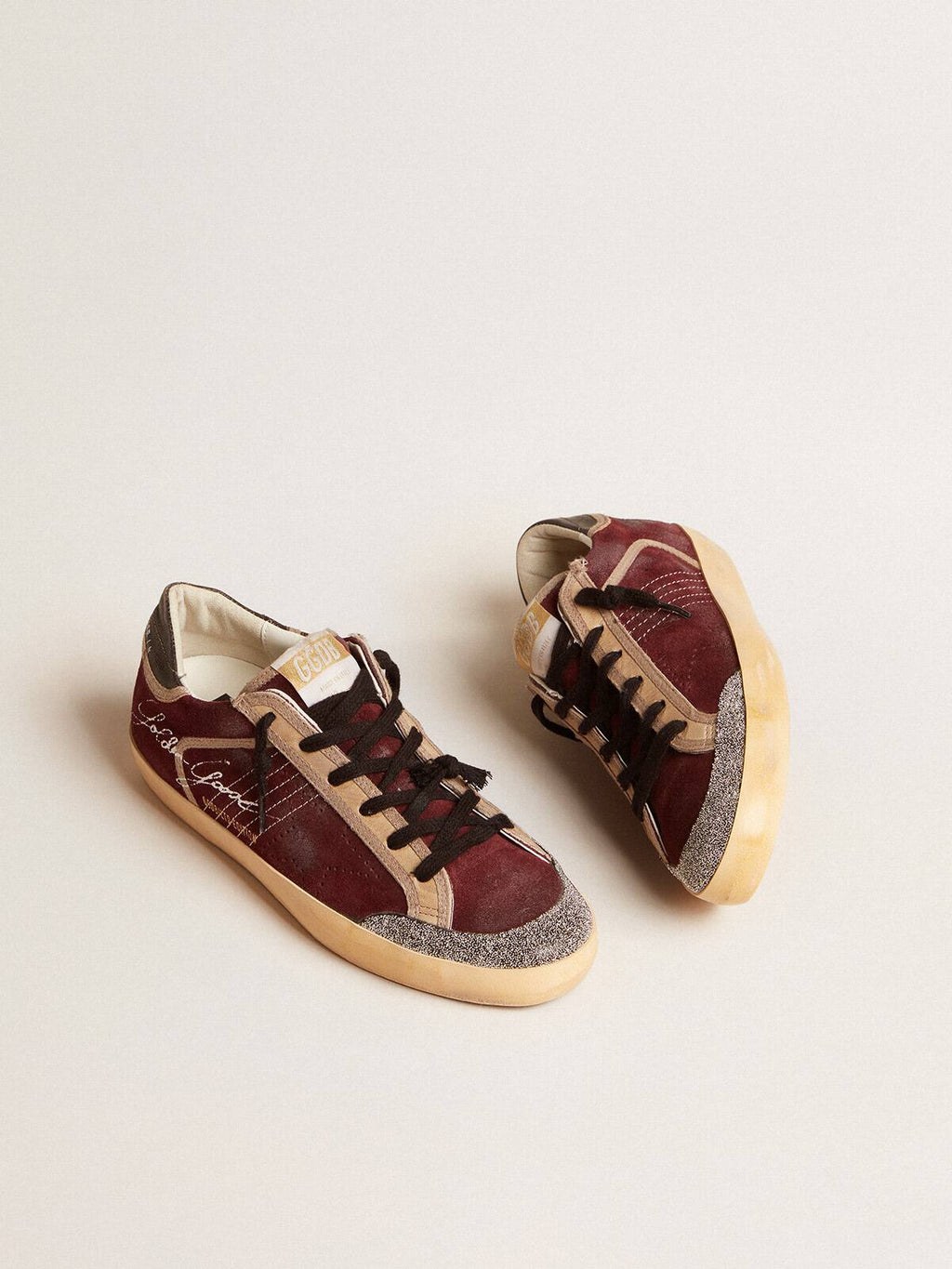Men's Super-Star Penstar LAB in burgundy suede with perforated star