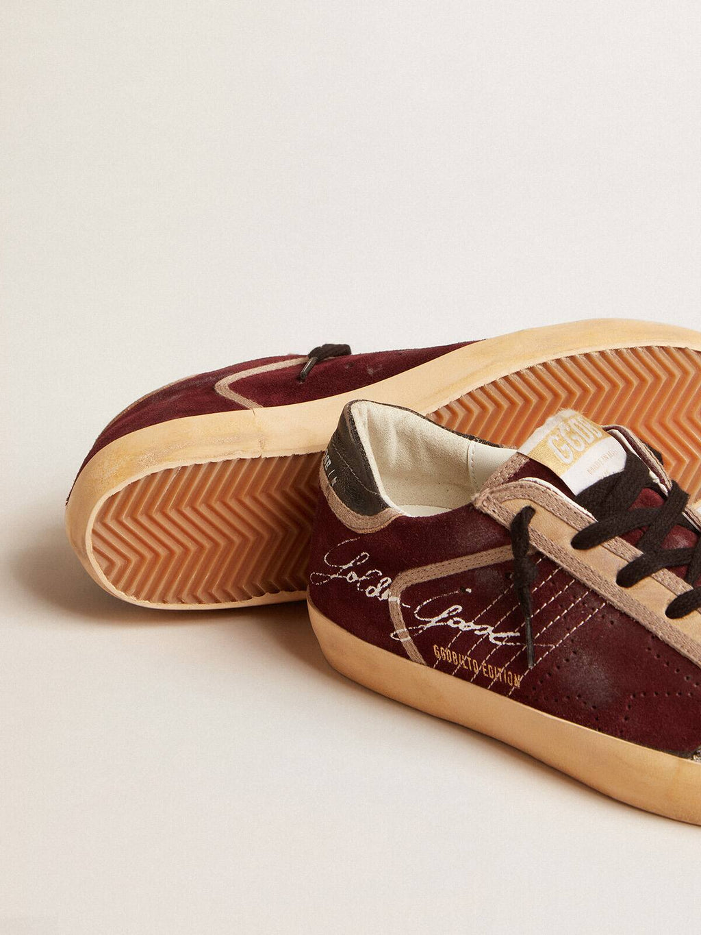Men's Super-Star Penstar LAB in burgundy suede with perforated star