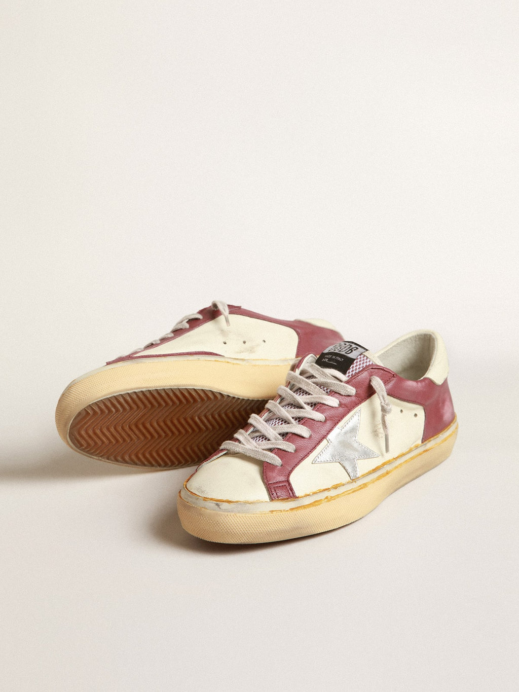 Super-Star in nappa leather with burgundy inserts and silver star