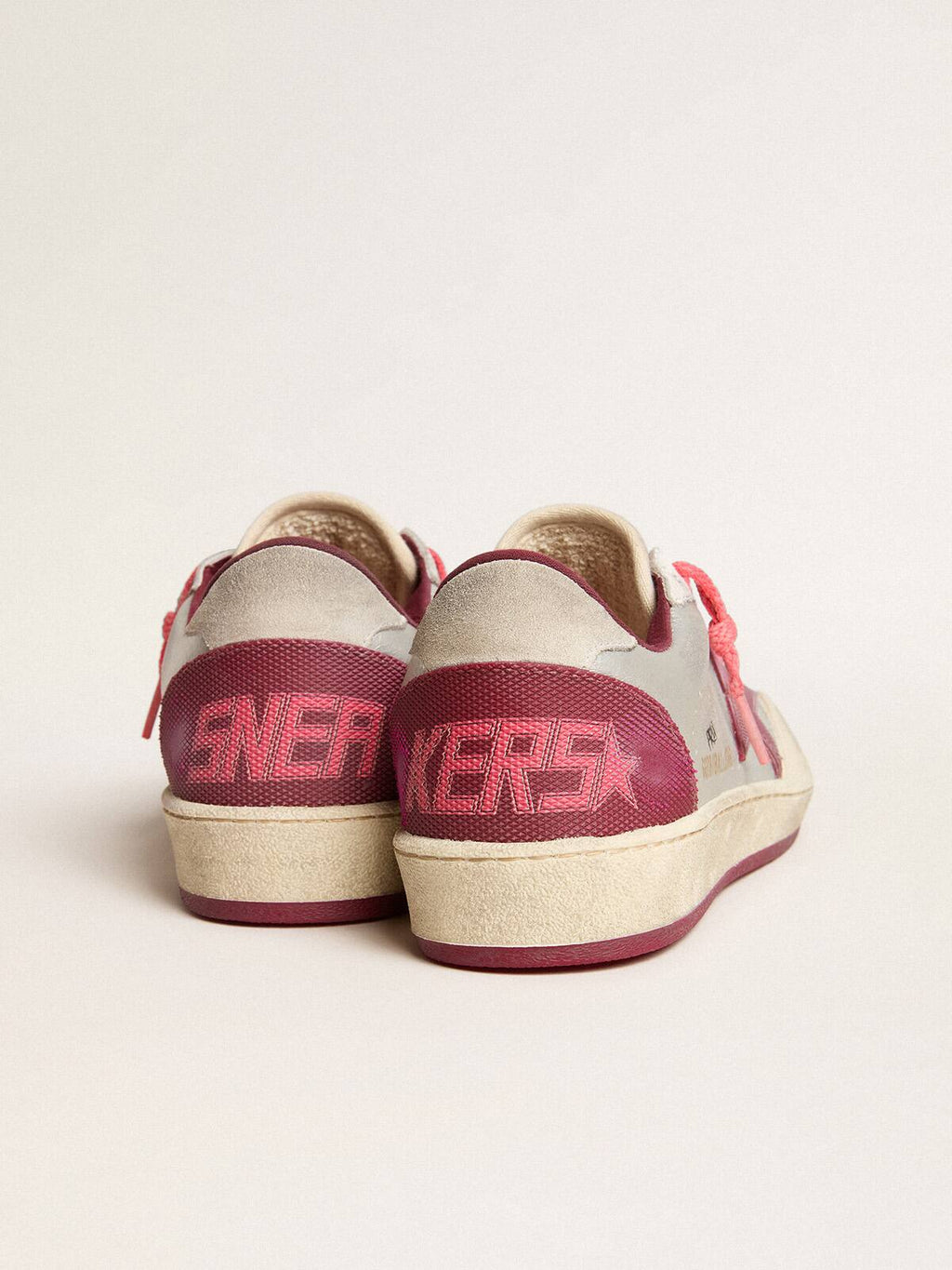 Men's Ball Star Pro in silver crackle leather with burgundy star
