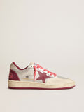 Men's Ball Star Pro in silver crackle leather with burgundy star