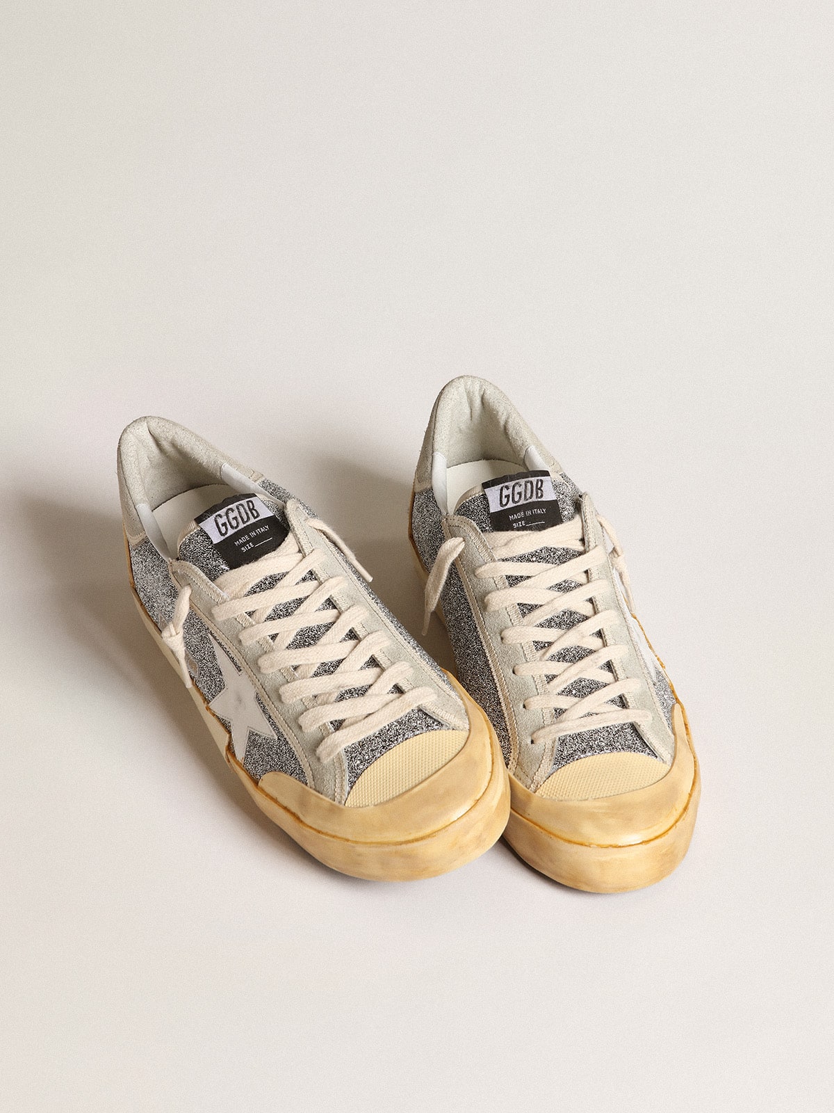 Men's Super-Star LAB with white star and Swarovski glitter upper
