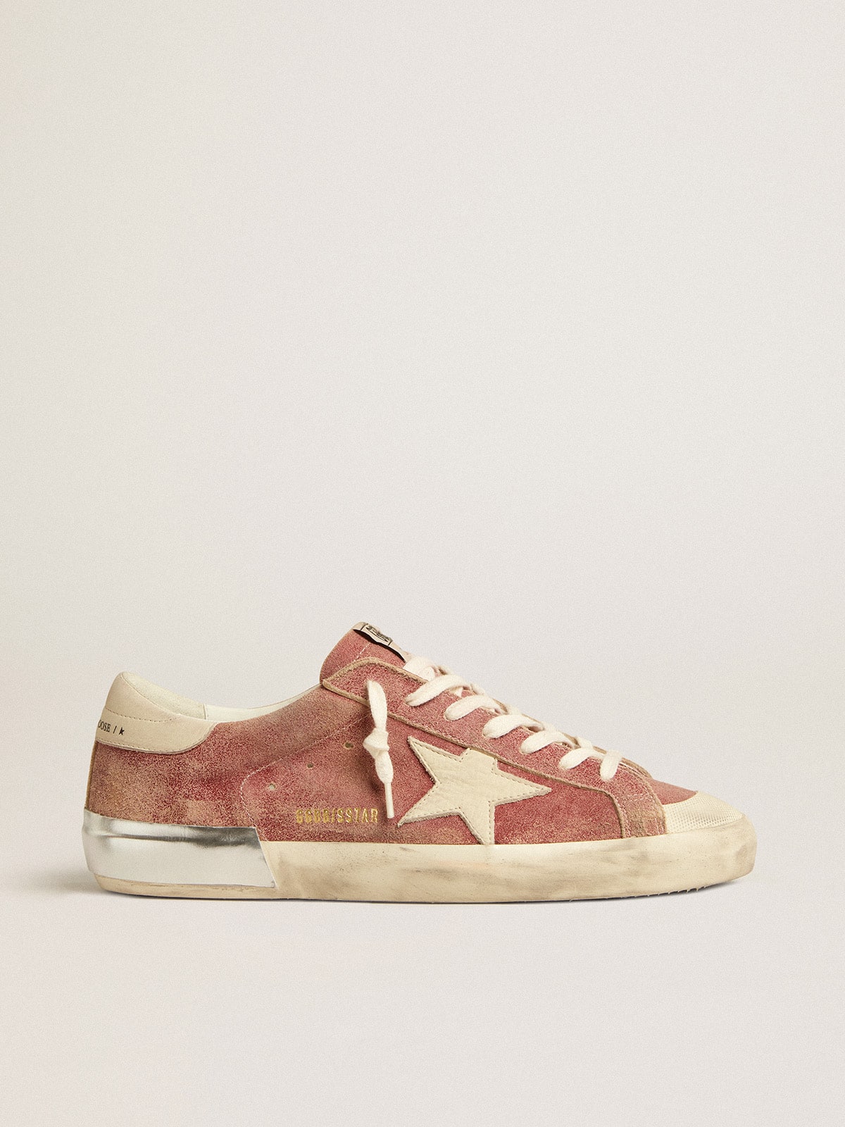 Super-Star de piel roja con estrella y lengüeta del talón de nobuk color crema