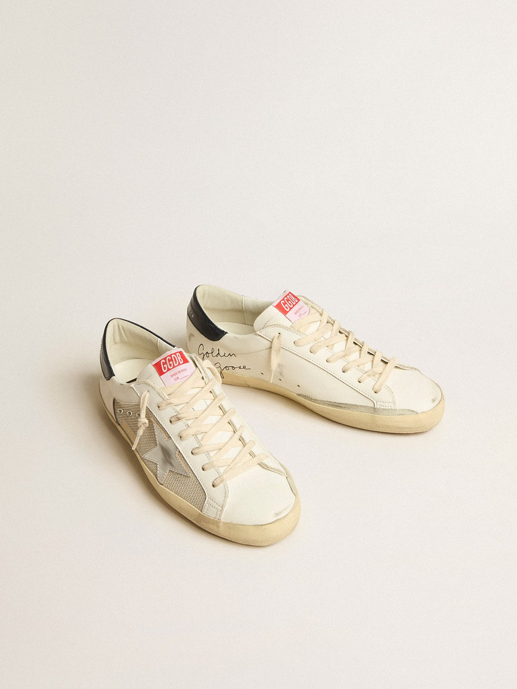 Super-Star LTD da uomo in mesh e pelle con stella argentata e talloncino blu