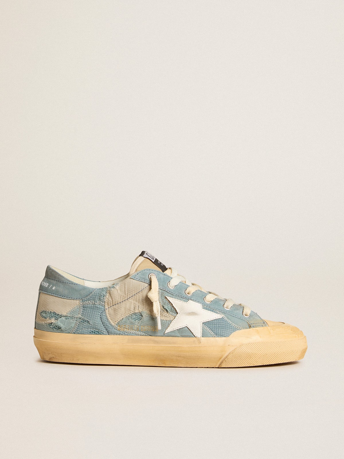 Super-Star in light blue mesh and nylon with white leather star