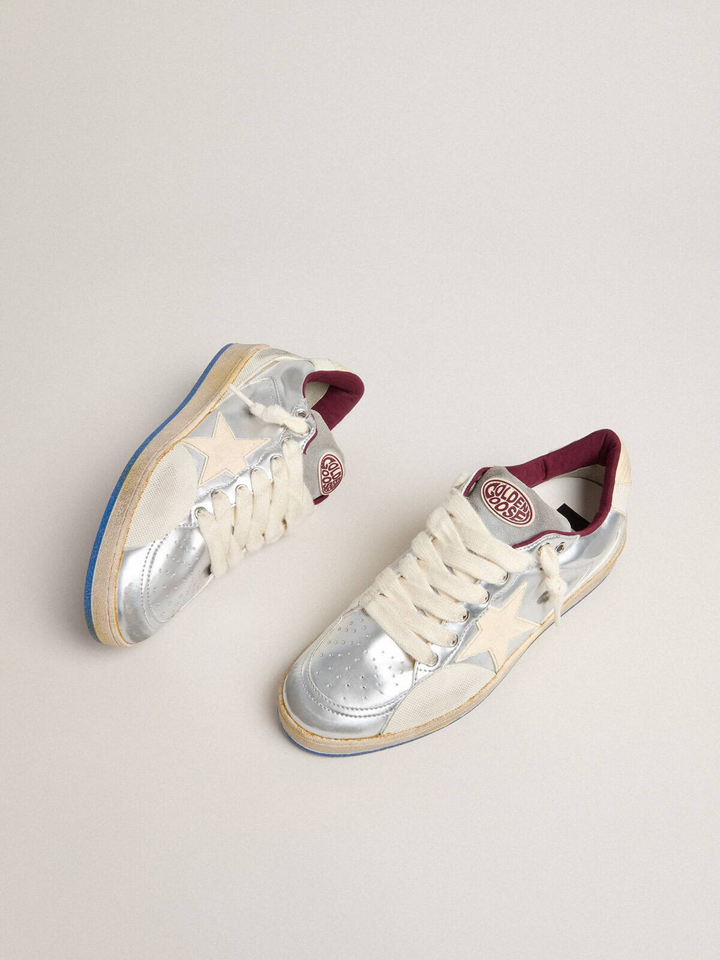 Men's Ball Star Pro in silver metallic leather with cream-colored star