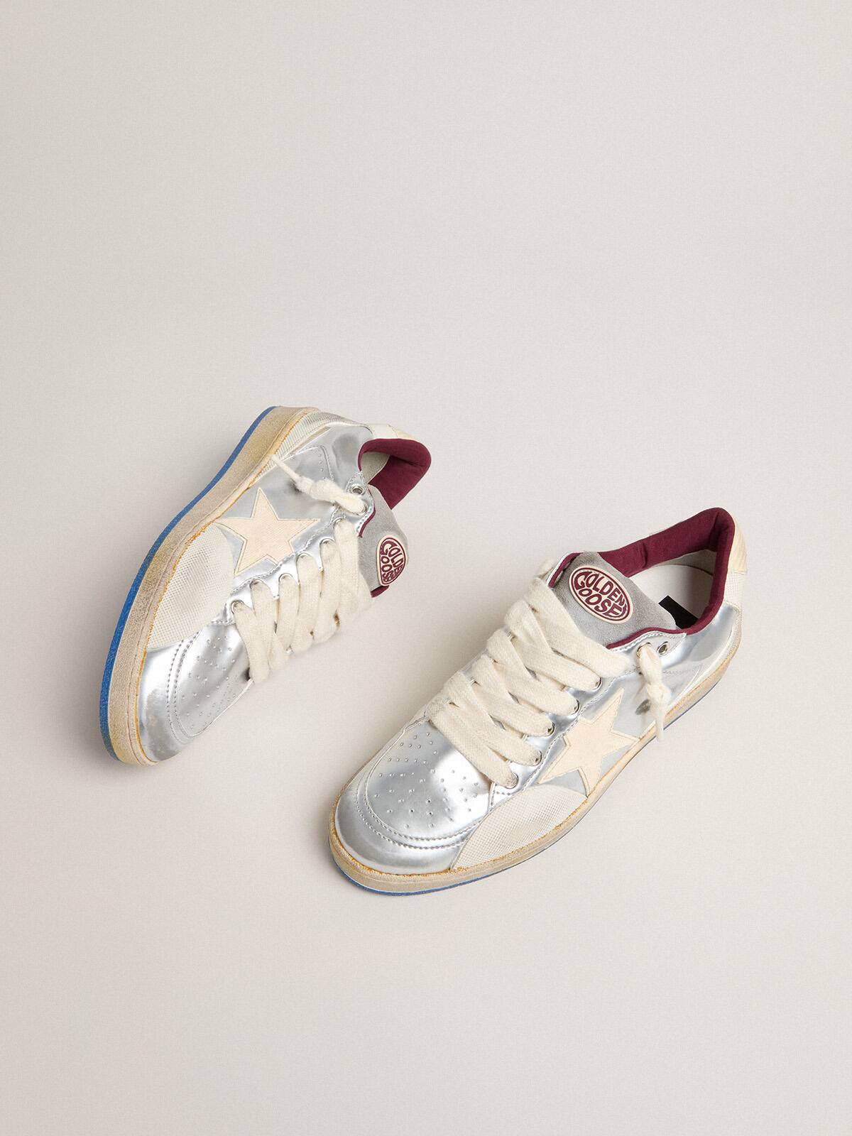 Men's Ball Star Pro in silver metallic leather with cream-colored star