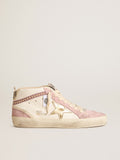 Mid Star with gold leather star and pink suede flash with pearls