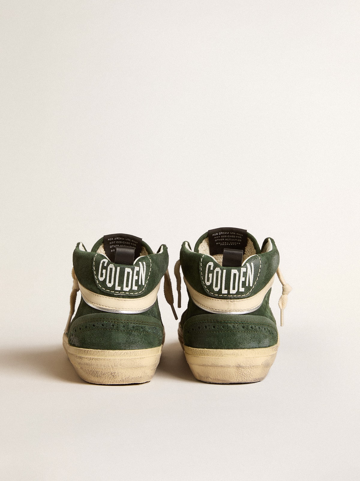 Mid Star in green suede with silver glitter star and leather flash