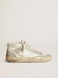 Women’s Mid Star sneakers with ice-gray suede inserts and white leather star