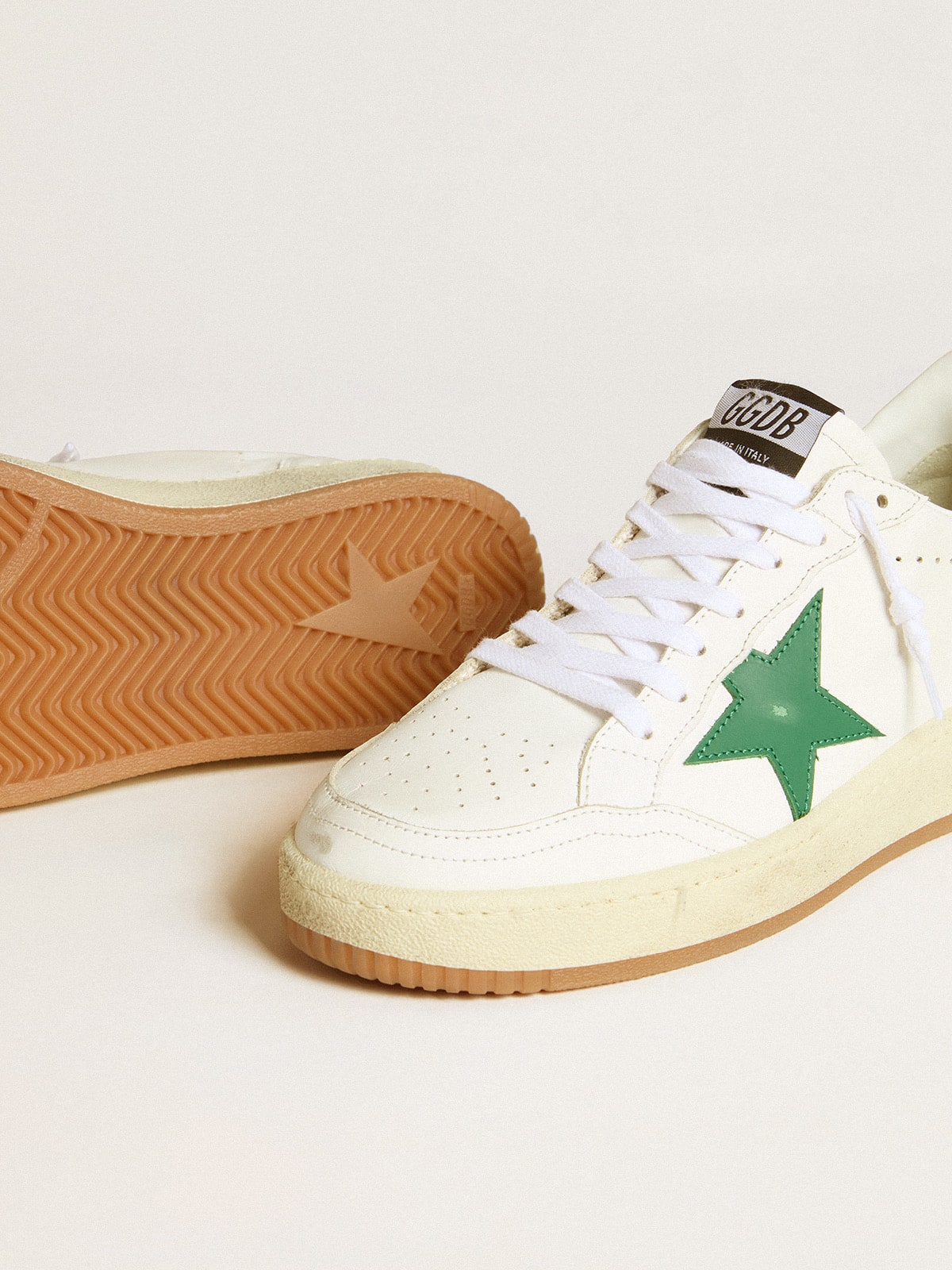 Women's Ball Star 2 with green leather star and metallic leather heel tab