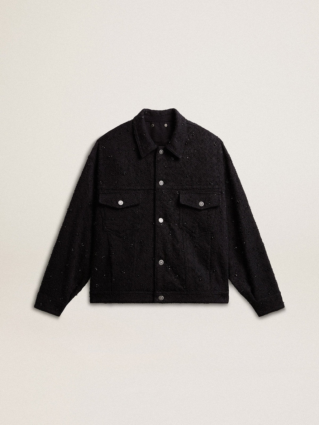 Women's black denim jacket with embroidery